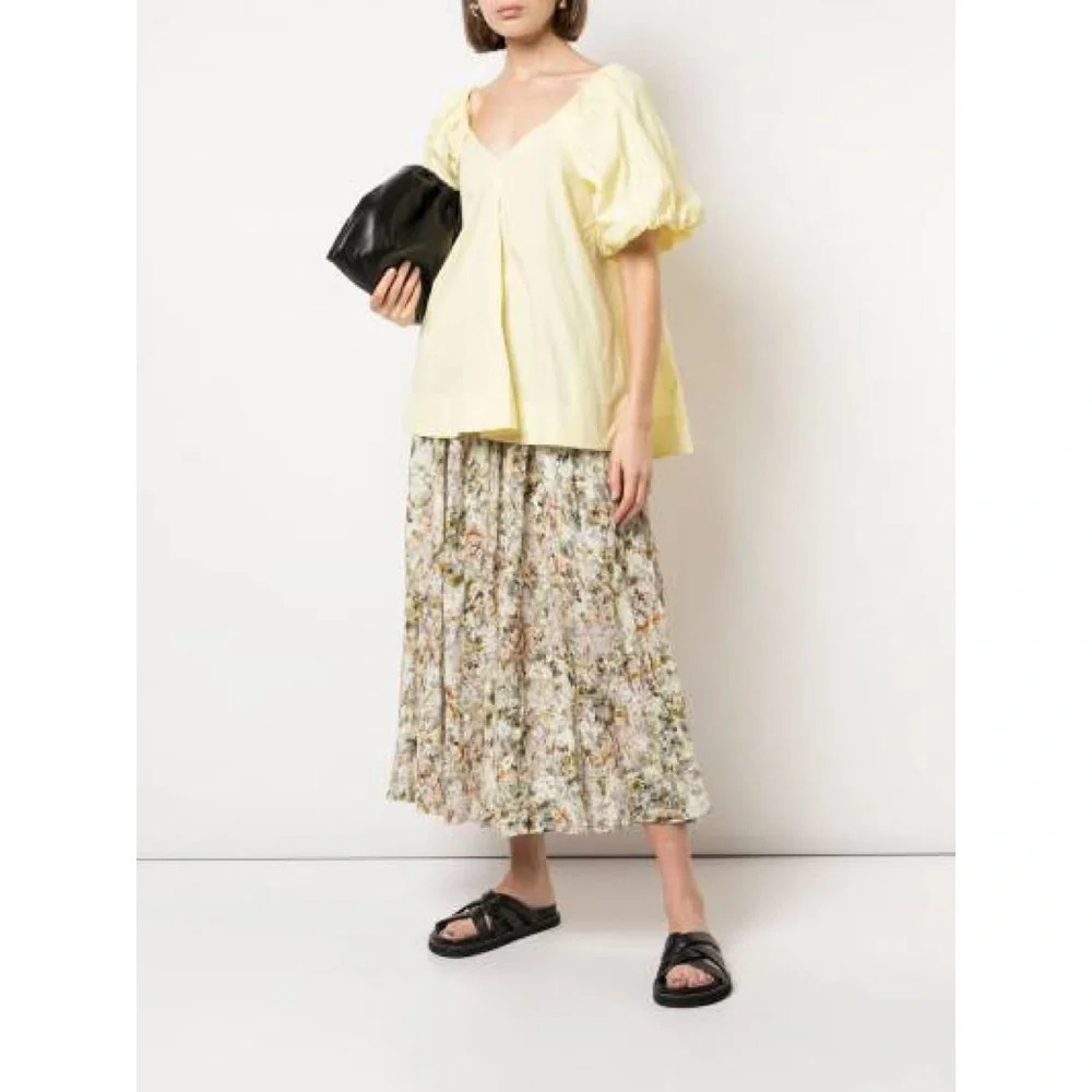 Co Collections Floral Jacquard Midi Flare Skirt Garden Print